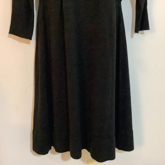 Black Sweater Feel Acrylic Dress Cowl Neck Long Sleeve Fitted Waist Sz Medium - Picture 4 of 11